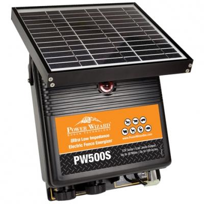 PW500S Power Wizard Solar Powered Electric Fence Energizer, 30 Miles, 100 Acres